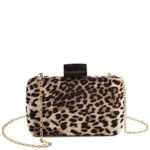 New‎ Shiraleah Leopard Velveteen Destiny Minaudiere Handbag